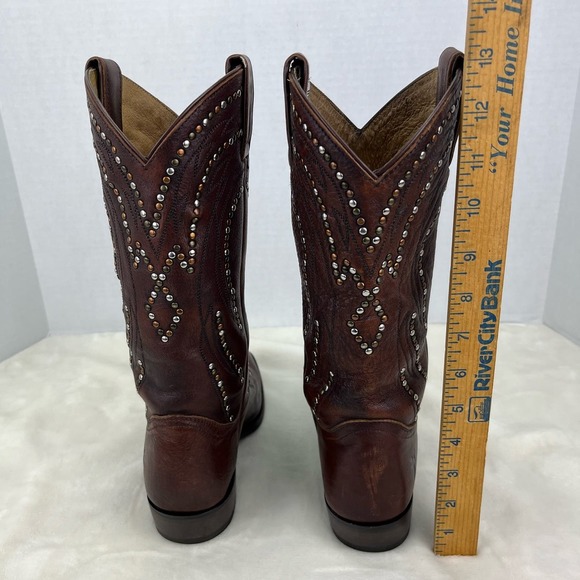Frye Billy Studded Leather Cowboy Boots Women's Western Festival Brown Sz 6B - Picture 11 of 16